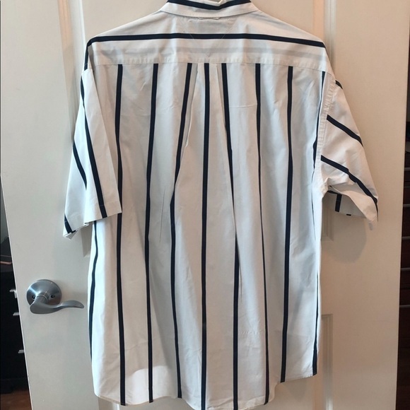 Tommy Hilfiger White Navy Stripe Button Shirt - Picture 5 of 11